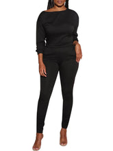 Conjunto de dos piezas de top ajustado de manga larga con leggings y pantalones